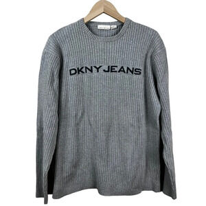 DKNY Jeans • Gray Ribbed Crewneck Sweater